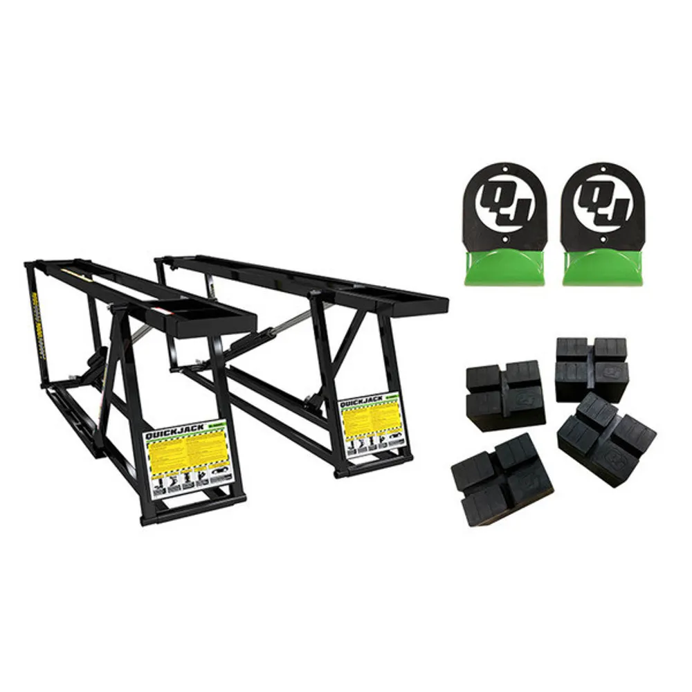 QuickJack Package (1) 5000TL-110V + (1) Wall Hangers Set + (1) Pinch Weld Blocks Set 1 QuickJack Package (1) 5000TLX-110V + (1) Wall Hangers Set + (1) Pinch Weld Blocks Set