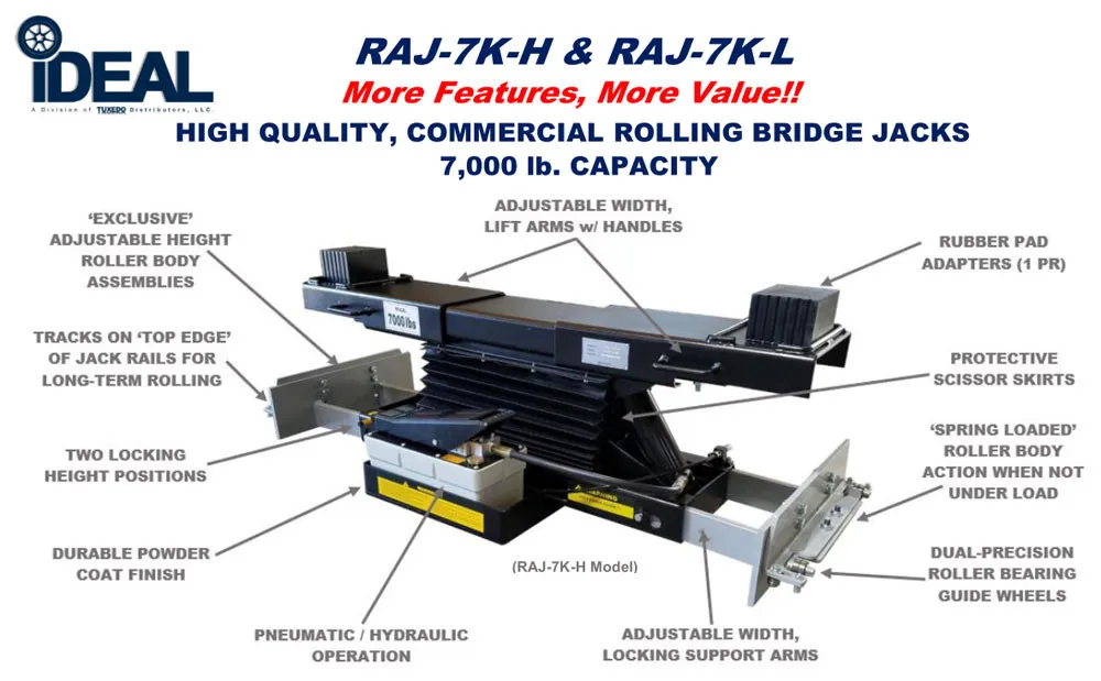 iDeal RAJ-7K-L Rolling Air Jack 7,000 lb. Capacity - On The Rail - Air Bag - Low Mount 2 iDeal RAJ-7K-L Rolling Air Jack 7,000 lb. Capacity – On The Rail – Air Bag – Low Mount