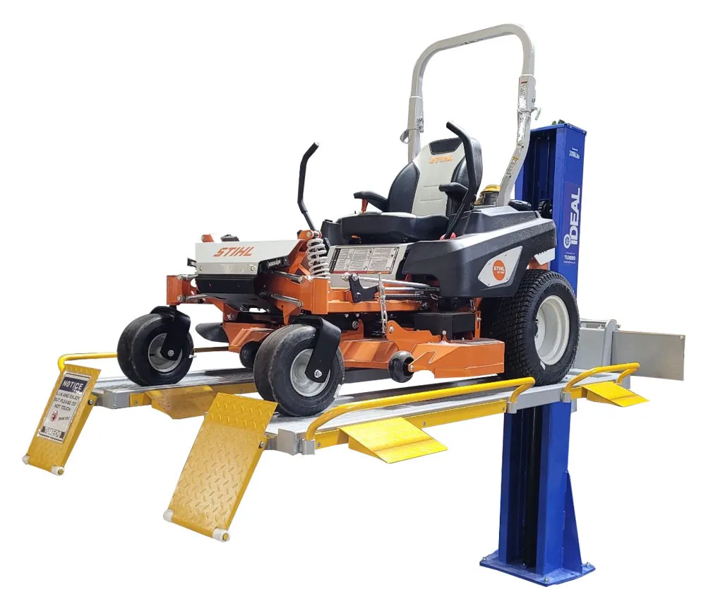 iDEAL SC-2K-UTV-X 2,000 lb Single Column UTV & Mower Storage/Service Lift 1 iDeal SC-2K-UTV-X 2,000 lb. Single Column Multi-Use UTV & Mower Storage / Service Lift