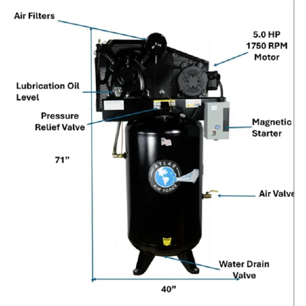 Atlas 5 HP 80 Gallon Commercial Air Compressor 2 Atlas 5HP 80 Gallon Commercial Air Compressor