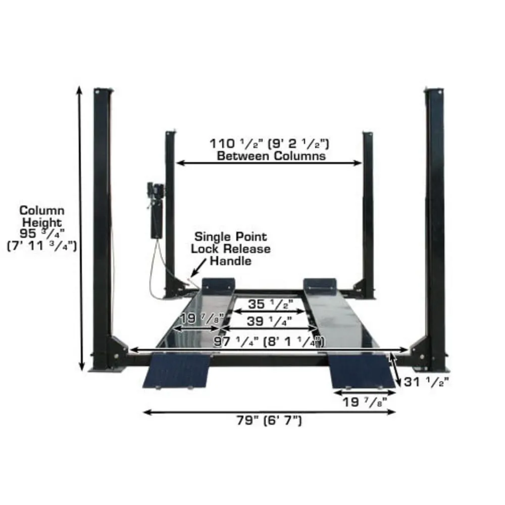 Atlas Garage PRO9000 Extra Tall/Extra Wide Portable Heavy Duty 9,000 lb. Capacity 4-Post Lift 13 Atlas Garage PRO9000 Extra Tall/Extra Wide Portable Heavy Duty 9,000 lb. Capacity 4-Post Lift