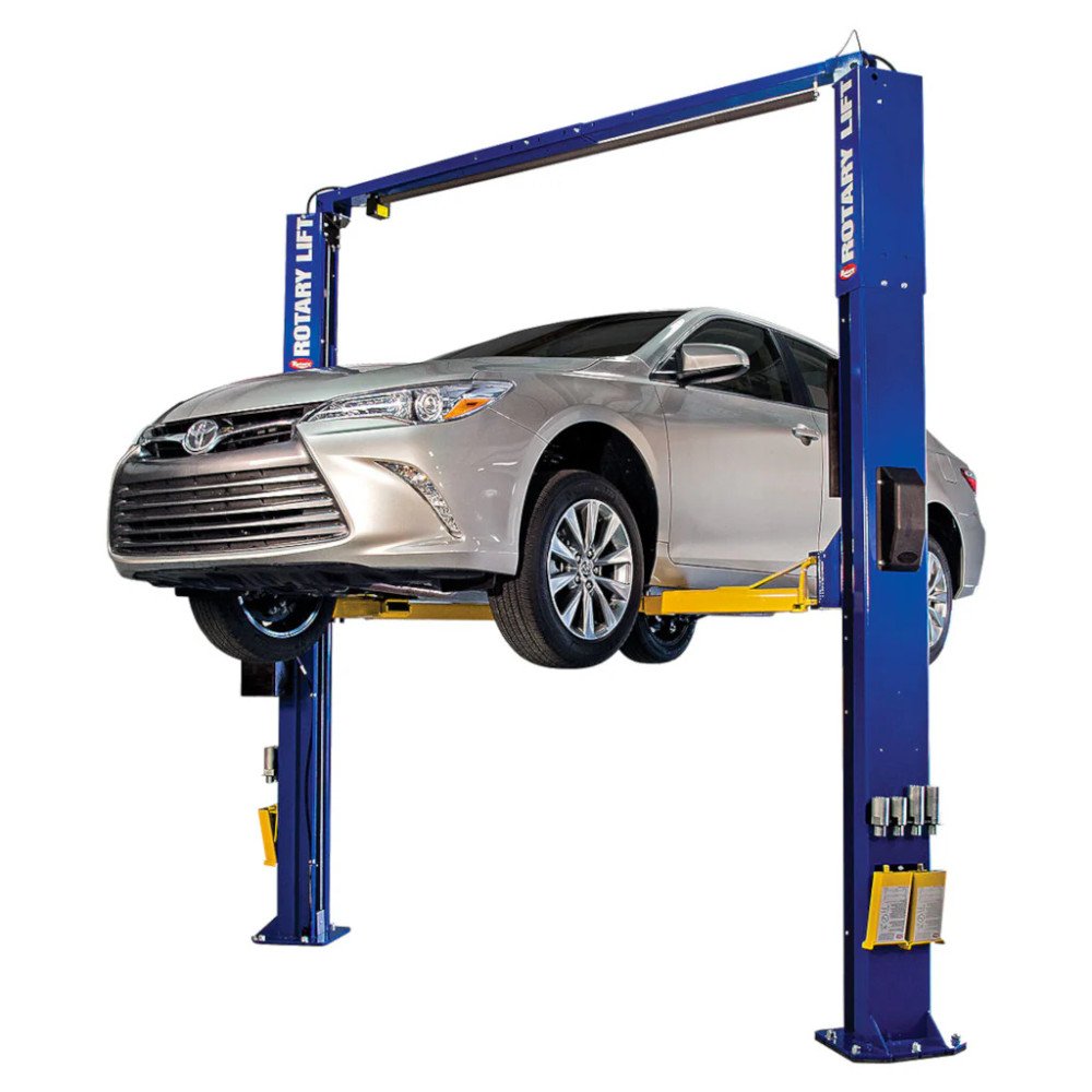 Rotary SPOA10 10,000 lb. ALI Certified Two-Post Asymmetric Lift | 2-Stage Arms with Flip-Up Adapters