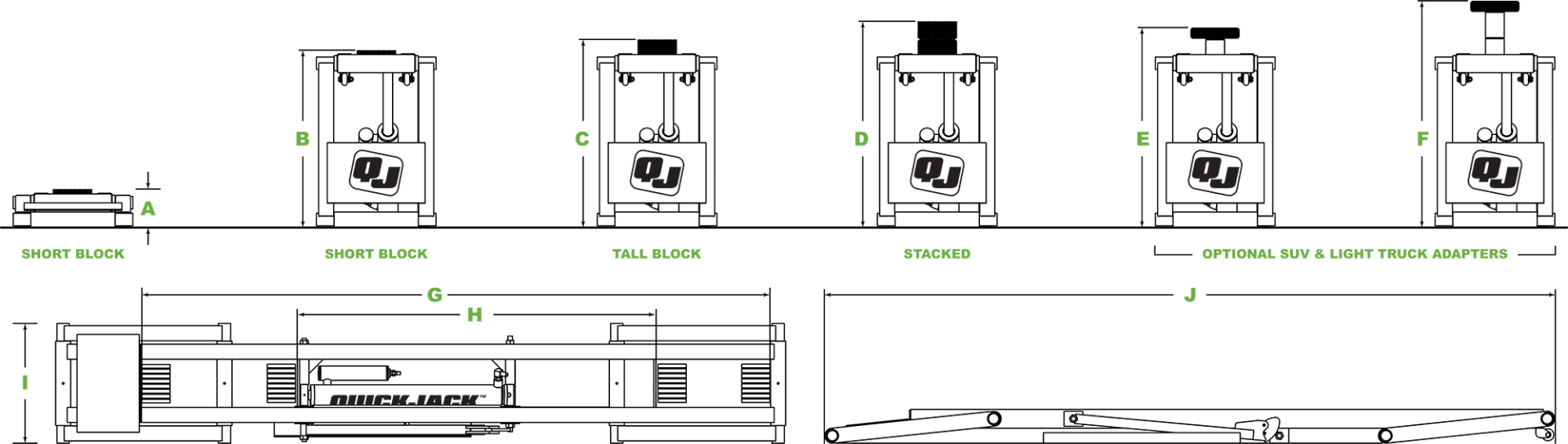 6000TL Portable Car Lift 9 QuickJack specifications diagram